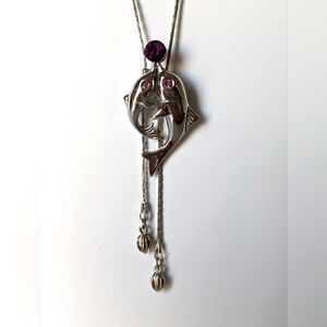 Dolphins Necklace Adjustable Long Chain 36in Length